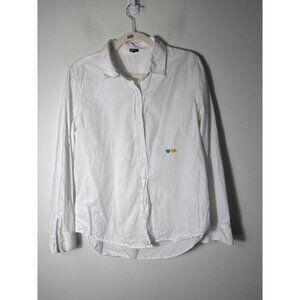 Monrow White Long Sleeve Button Up Cotton Shirt Sz M